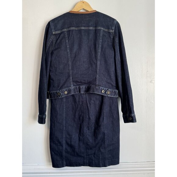 Lauren Ralph Lauren Women’s Denim Leather Trim 2 piece Jacket & Dress Set Sz 8 - Picture 4 of 10